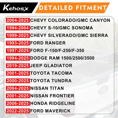 KEHOSX Adjustable Overland Bed Rack Truck Cargo Carrier | Compatible with Silverado/Colorado/Canyon/Sierra/S-10/Sonoma/Ram/F-150/F-250/F-350/Tundra/Titan/Ranger for Most Pickup