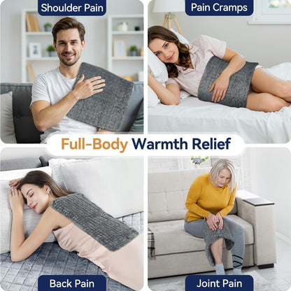 Extra Large Heating Pad for Back Pain Relief, 33"x17" Electric Heat Pad for Neck, Shoulders, Cramps, Menstrual Pain, 9 Heat Settings & 4 Auto-Off Timers, Soft Machine Wash Fabric, Gifts for Lover Gray