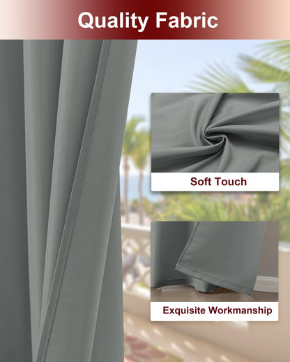 HolidayIdeas Grommet Top Outdoor Curtains for Patio Waterproof 8 Pcs All Weather Balcony Outside Curtain Panels for Apartments, Gazebo, Pergolas, Porch, 54x120 Inch, Grey