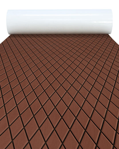 KXKZREN EVA Foam Boat Flooring Decking Sheet 6mm Thick Diamond Anti-Slip Marine Flooring Mat Self Adhesive Deck Pad for Bass Boat Yacht Motorboat RV Cooler Tops, 94.5" x 47.2"