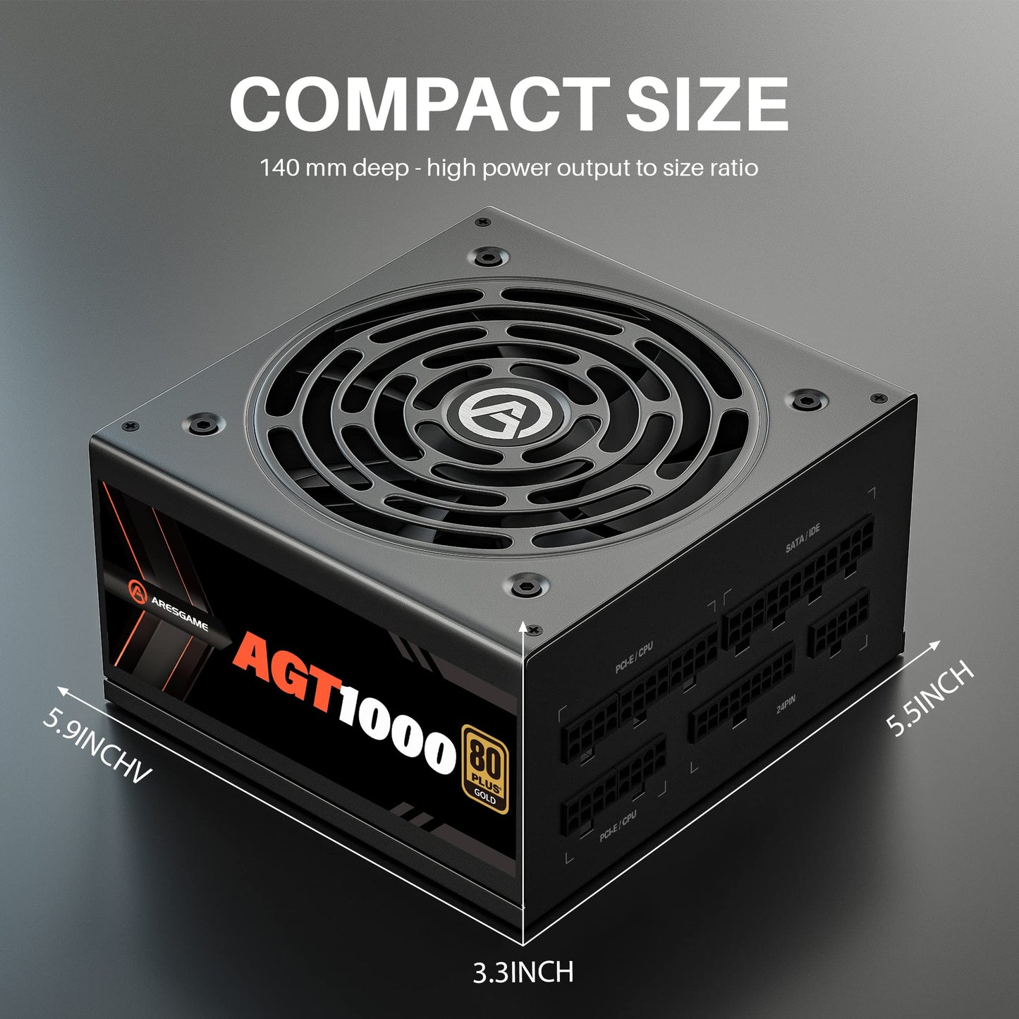 ARESGAME POWER 1000w Power Supply, Fully Modular, 80+ Gold PSU