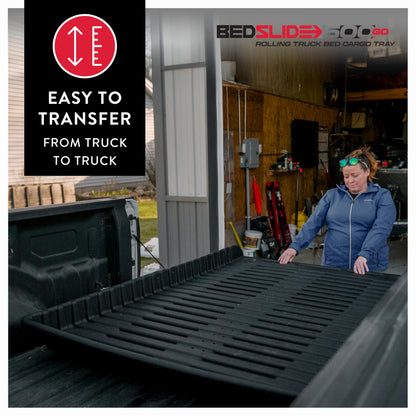 Bedslide 500Go Sliding Truck Bed Organizer, 62-74" L x 48" W, Capacity 500 lbs., Full Size Truck Bed Storage Tray, Black
