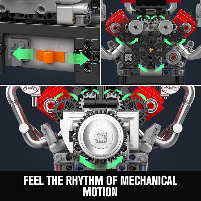 Mould King 10204 V8 Engine Model that Works MOC Ideas Mini V8 Engine Model Kit for Display STEM Building Project for Teens 14+(750 PCS)