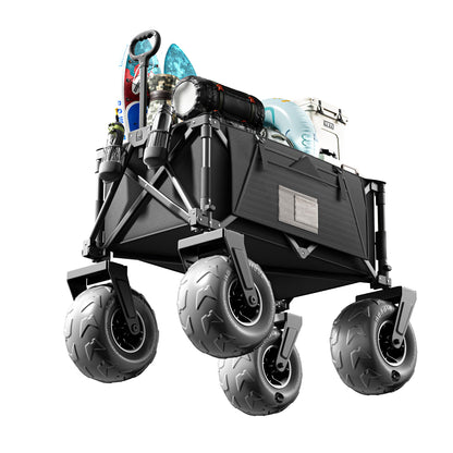 DXZ Beach Wagon Cart with Big Wheels for Sand – Folding Collapsible Wagon, Heavy Duty Wagons Carts Foldable for Beach, Camping, Outdoor Gear, Easy Setup Black Grey