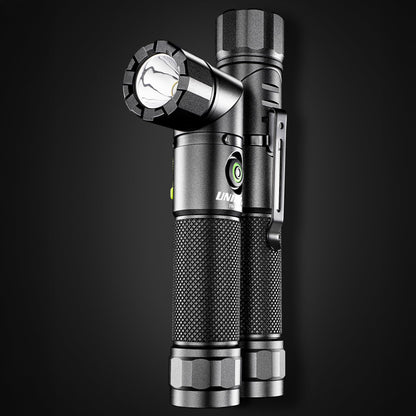 Unilite FR-1200 Right Angle Flashlight – 1200 Lumen LED, 90° Rotating Head, USB-C Rechargeable, Magnetic Base, IP65 Water & Dust Resistant, Impact Resistant, Pocket Clip Included