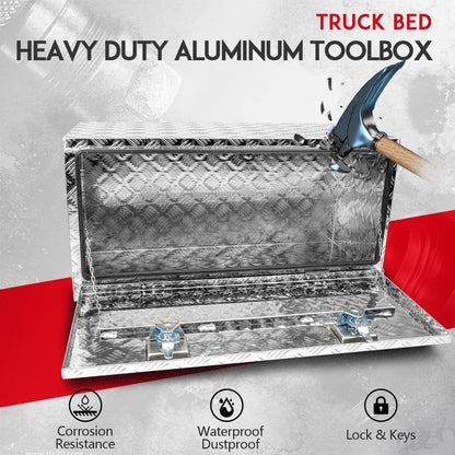Edicapo 36" x 18" x 18" Truck Tool Box Pickup Truck Bed Toolbox Heavy Duty Aluminum Underbody Truck Box Compatible With RV Trailers Storage Organizer with Lock & Keys Silver