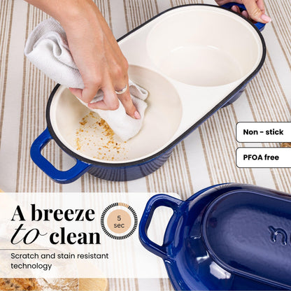 Nuovva Enamelled Cast Iron Cookware Bundle – Dutch Oven Pot with Lid & Double Bread Loaf Pan – Premium Cookware Set for Baking, Roasting & Everyday Cooking