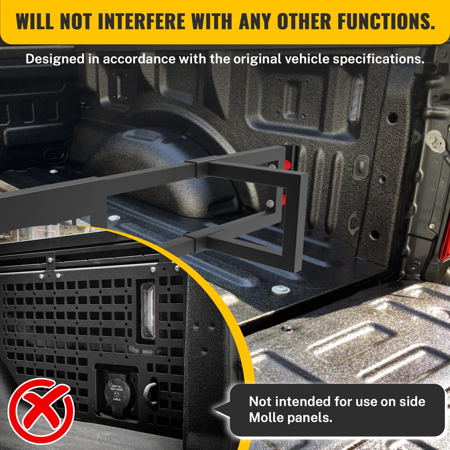 TENGBASE Truck Bed Divider Compatible with 2015-2026 Ford F150, Cargo Manager Molle Panel Truck Bed Organizer Replacement for Ford F-150 Accessories (Without Bed Liner & Pro Power Onboard)