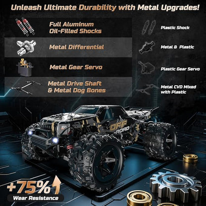 DEERC 9309E All Terrain Fast RC Cars for Adults 40KPH4WD Electric Off-Road Remote Control Monster Truck2.4Ghz High Speed CarWaterproof Monster Truck with 2 Batteries for Boys &amp Kids