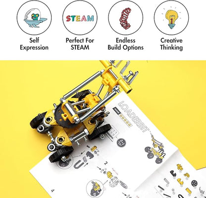 The Off Bits Build Your Own Excavator Toy 150+ Pcs Vehicle Construction Toys LoaderBit Educational Stem Building Toys STEAM Gift for Kids Engineering Kit for Kids 8 9 10 11 12 Years Old