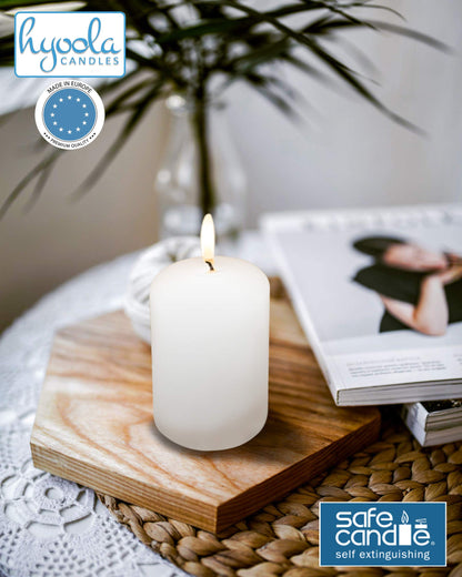 Hyoola White Pillar Candles 2-inch x 4-inch - Unscented Pillar Candles - Set of 4 - European Made