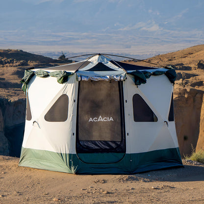 Space Acacia Lite Camping Tent | 4-8 Person Pop Up Tents for Camping | Lightweight & Durable Beach Tent | Level 7 Wind Resistance, UPF 50+ | Quick Setup for Camping & Backyard, Banyan