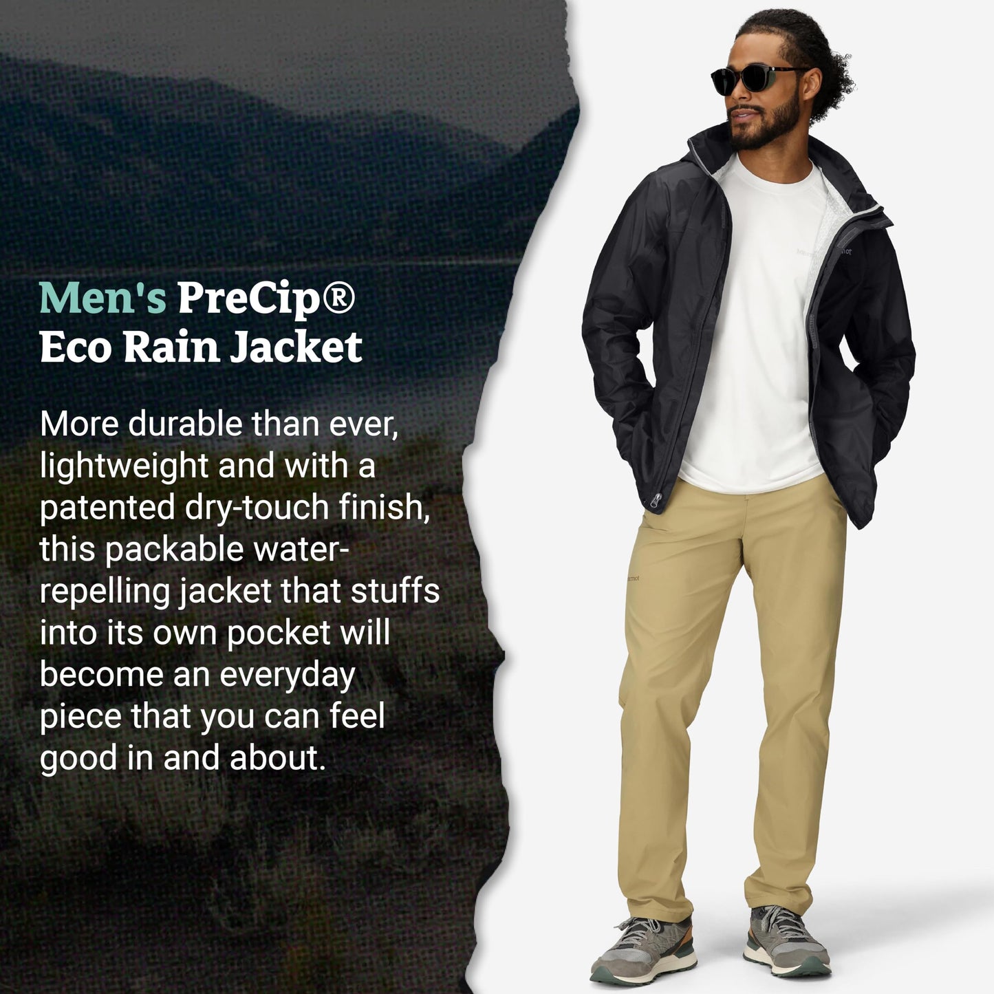 MARMOT Men's PreCip Eco Lightweight & Waterproof Rain Jacket, Black - Latest Collection, X-Large