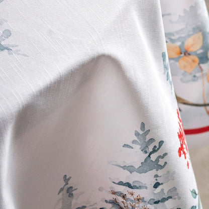 Maison d' Hermine Table Cloth Round Table 100% Cotton 69 Inches Fall Tablecloth Reusable Everyday Use for Thanksgiving Christmas Decorations Dining Farmhouse Party (Morzine)