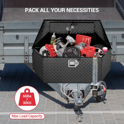 EliteEdge 39" Heavy Duty Aluminum Trailer Tongue Box with Lock – Waterproof Truck Tool Storage, Diamond Plate Utility Chest, Fits Pickup Beds, RVs, Flatbeds, Easy Install