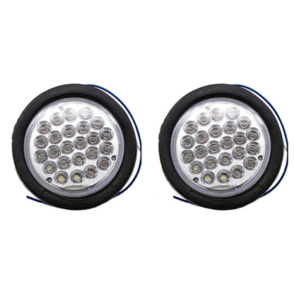 All Star Truck Parts 4in Round LED Trailer Tail Light 24 LEDs IP67 Waterproof Model ASTPL012R4C2 White