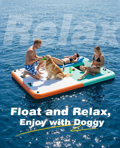HeySplash Inflatable Floating Dock, 8×6ft Floating Docks with Anti-Slip Surface Water Access, Inflatable Dock Floating Docks for Lakes Pools Boats Oceans, Up to 4-6 People