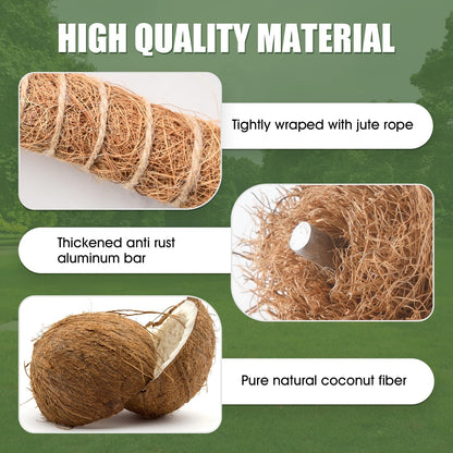 Skiennix 63-Inch Bendable Moss Pole - Handmade Coco Coir Support for Climbing Plants