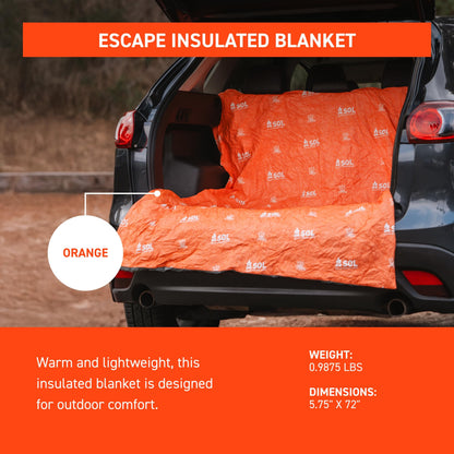S.O.L. Survive Outdoors Longer SOL Escape Insulated Blanket - Primaloft Adventure Blanket - Durable & Water-Resistant - Reflects Up to 70% Body Heat - Outdoor Survival Gear - Camping Essentials