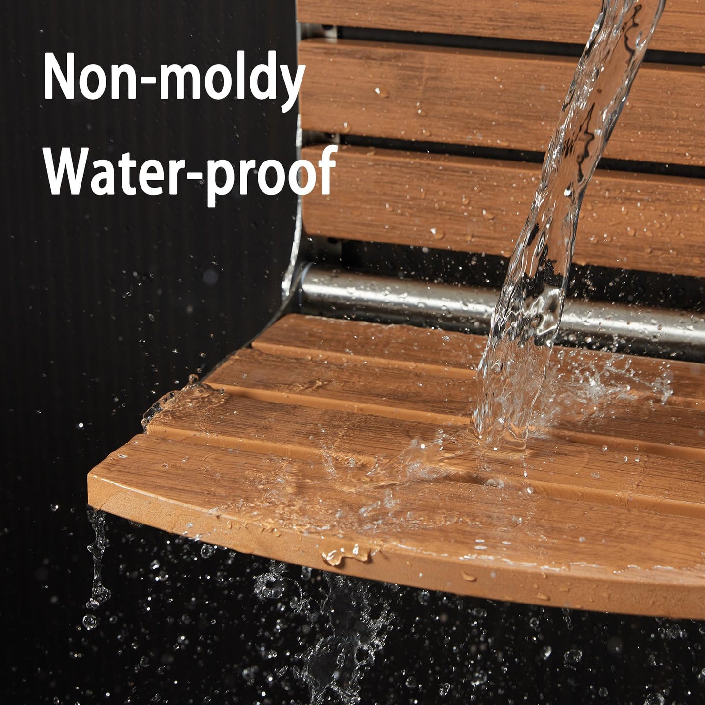 17.5" Folding Shower Seat Wall Mounted,Foldable Shower Bench,Fold Down Shower Seat,Folding Shower Seat Bench,Wall Mount Shower Seat Bench Chair (Teak)