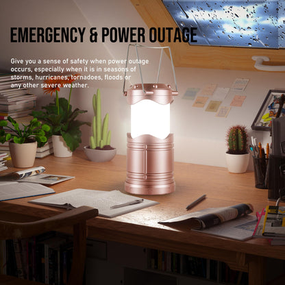 Lichamp LED Camping Lantern, Battery Powered, Portable Collapsible Light, Rose Gold, Model CLS-B004RG, 4 Pack