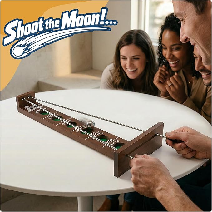 WE Games Shoot The Moon - a Classic 1940's Nostalgia Game - Solid Walnut Wood Stain - 18 inches