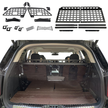 2020-2024 for Ford Explorer Modular Storage Panel Shelf Modification Molle Panel Rear Trunk Debris Rack Storage Carrier Trunk Organizer Kit Black Aluminum Alloy