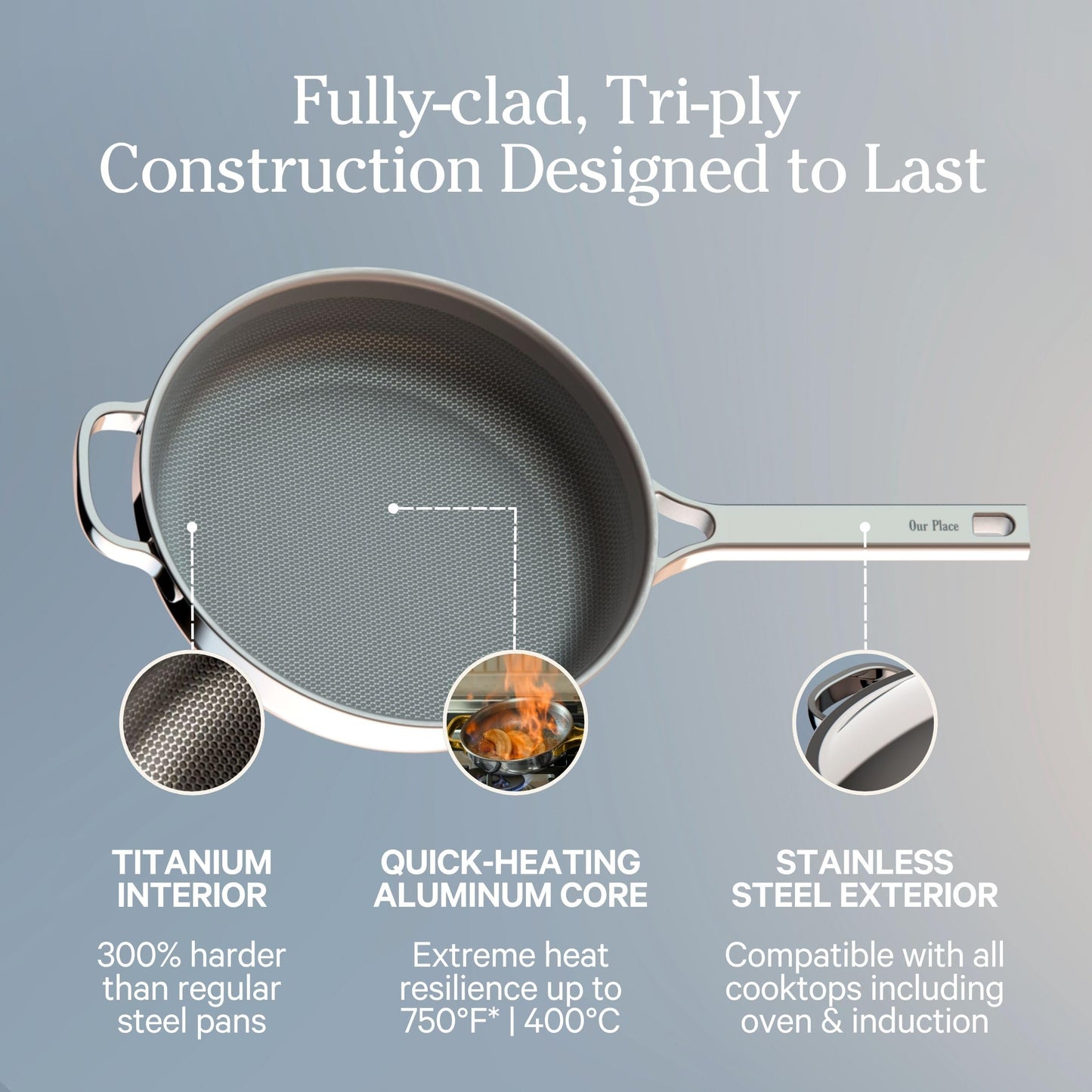 Our Place Titanium Pro Mini Cookware Duo | Always Pan Pro & Perfect Pot Pro | Coating-Free Nonstick | Tri-Ply Titanium & Stainless Steel | Safe for Oven, Induction & All Cooktops up to 750°F | Gold