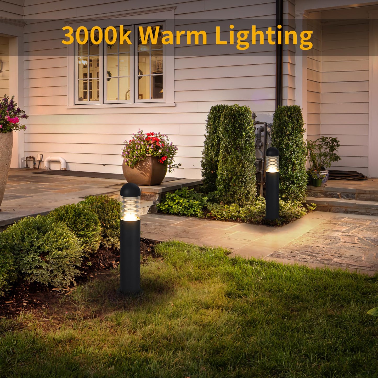 Linkmoon 31.5" Outdoor Pathway Lights Wired, AC 100-240V Landscape Path Lights, IP65 Waterproof Driveway Lighting, 3000K LED Bollard Light, Modern Bollard Landscape Lighting for Sidewalk Lawn Garden