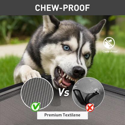 Sytopia 42'' Indestructible Outdoor Elevated Dog Bed for Large Dogs, Chew-Proof Pet Camping Raised Cot with Breathable Mesh - Durable Frame, Cooling Hammock Bed, Non-Slip Feet, Waterproof, Easy Clean