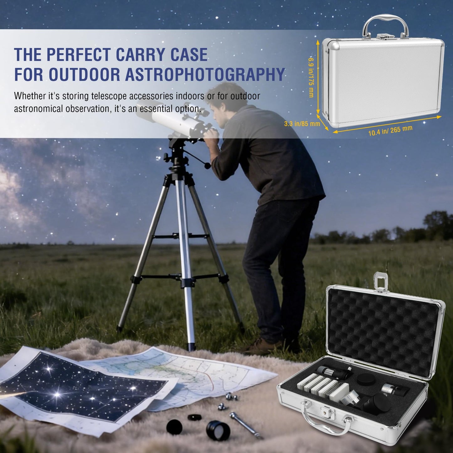 Alstar 1.25 inch 82 Degree SWA Eyepiece - Bundle with - Telescope Eyepiece & Filter Accessory Case