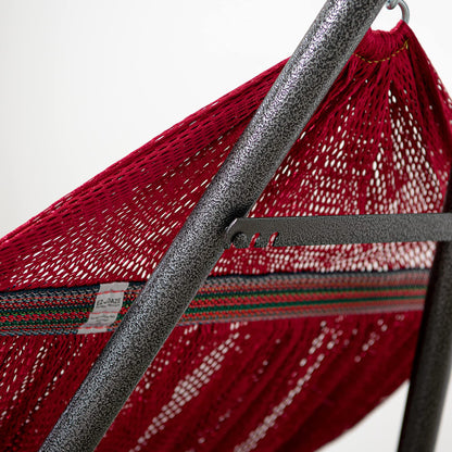 Best Home Fashion Portable Hammock with Collapsible Steel Stand, 600 lbs Capacity, No Tools Assembly, Carrying Bag Included, Perfect for Indoor Outdoor Backyard Patio Camping Beach, 2 Person, Red