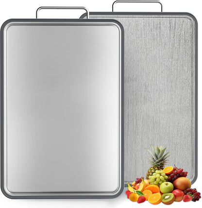 Stainless Steel Cutting Board - 17" x 11" Heavy Duty Chopping Board with Juice Grooves | Non-Slip & Dishwasher Safe