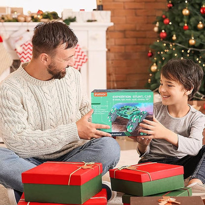 Cool 8WD RC Stunt Car for Kids Ages 6 7 8-12 13 14 Year Old - Remote &amp Gesture Hand-Controlled Toy with Lights &amp Music Rotating Drift Car for Boys 2.4Ghz