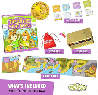 The Family Treasure Hunt Game! Indoor Adventure Board Game for Kids 4-8 Solve Clues Together to Find Jewels and a Surprise Gold Bar Reward – Great for Parties and Playdates