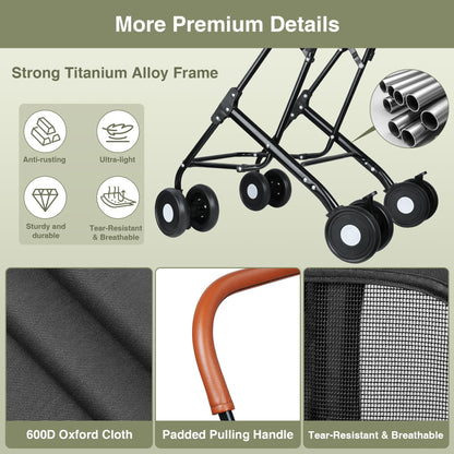 Double Pet Stroller for Dogs and Cats: Dog Stroller Foldable Travel Carriage with Detachable Carriers, Safety Belts, and 4 Lockable Wheels for Small to Medium Pets – Ideal for Multi-Pet Homes (Black)