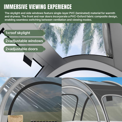Camping & Sports Tent, 82x59x65 in, 3-4 Person PVC Tunnel Tent, Weatherproof Sunshade, No Condensation, Spacious Interior, Ultra Visibility for Sports Events Camping Fishing Cheering