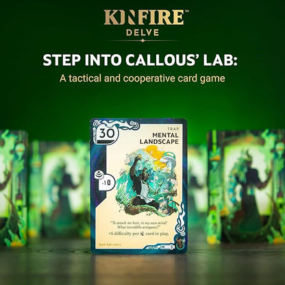 Kinfire Delve: Callous’ Lab – Tactical Solo or 2-Player Card &amp Dice Game Puzzle-Focused Adventure with Replayable Depths Ages 14+ 60+ Min Gameplay (Part of the Kinfire Universe: 5 Standalone Ga