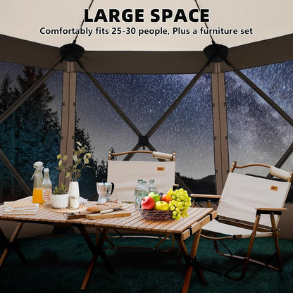 COBIZI Pop Up Gazebo Screen Tent Screen House for Camping, 15x15 Screen Room with Mosquito Netting, Hub Tent Instant Screened Canopy with Carrying Bag and Ground Stakes, Brown