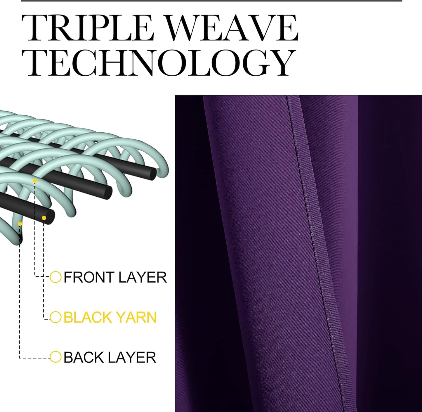 NICETOWN Royal Purple Blackout Curtains - Thermal Insulated Long Drapes for Large Windows | 120" Length, 2 Panels, 55" Wide
