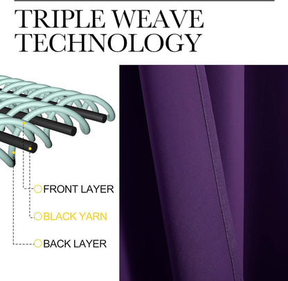 NICETOWN Royal Purple Blackout Curtains - Thermal Insulated Long Drapes for Large Windows | 120" Length, 2 Panels, 55" Wide
