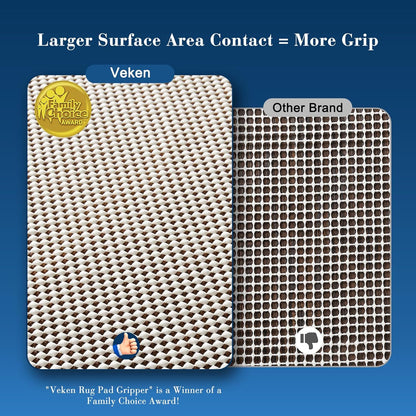 Veken Rug Pad Gripper - Non-Slip 8x12 Ft for Hardwood & Tile Floors | Thick Anti-Skid Mat