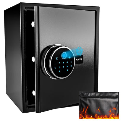 XDeer 1.2 Cu.Ft Smart Biometric Gun Safe with Fireproof Bag, Home Security Safe Box with Adjustable Racks,Quick-Access Fingerprint Safe,Small Safes for Home Money Medicines Jewelry Valuables 1PCS