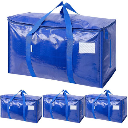 TICONN 4 Pack Extra Large Moving Bags Heavy Duty with Zippers & Carrying Handles, Durable Storage Bags Moving Boxes for Closet Organizers and Storage (4 Pack, Sky Blue)