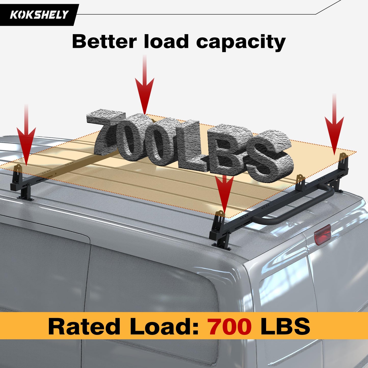 Universal 2 Bars Roof Ladder Rack 700 LBS Capacity Utility Adjustable Cross Bar with Stopper for Van Without Rain Gutter Fit for Kayak Canoe Ladder Lumber Pipes Cargo Carrier Accessories