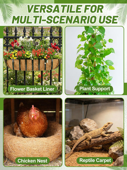16'' x 160'' Natural Coco Liners for Planters - Coconut Fiber Hanging Basket Liner for Window Box Raised Bed Liner Garden Decoration Reptile Carpet