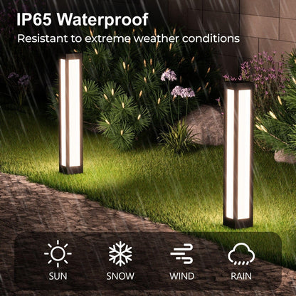 SkyGlow 32" Bollard Light, 120V Line Voltage Aluminum LED IP65 Waterproof Outdoor Modern Landscape Path Lights, 3000K Curb Appeal for Garden Pathway Lawn Patio Courtyard Driveway Commercial