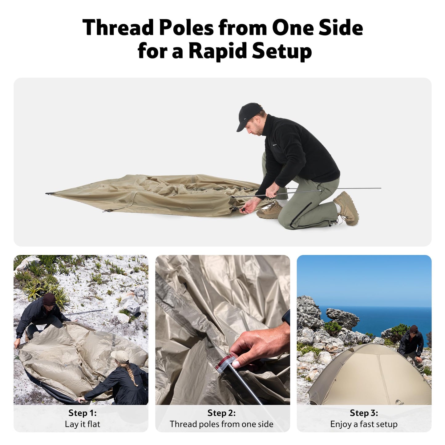 Naturehike Giling 1/2 Person Backpacking Tent 4 Season Lightweight Tent for Hiking & Bikepacking Easy Setup 3000mm Waterproof Ultralight CampingTents for Outdoor Cycling