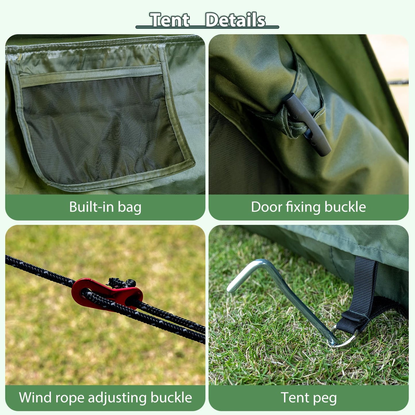 WaldZimmer Inflatable Camping Tent 12sq Green with Hand Pump Easy Setup Waterproof Windproof Outdoor Blow up Tent 6-8 Person Oxford 4 Season Glamping Air Tents Cabin House with Mesh Windows & Door