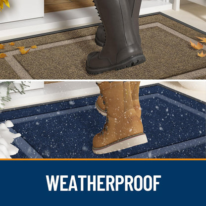 OLANLY Waterproof Front Door Mat - All-Season, Low Profile, Easy Clean, 47x17, Brown